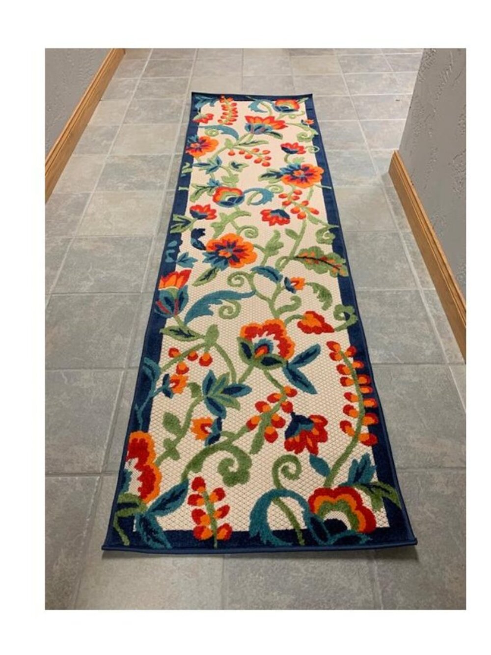 Nourison Oasis Garden Indoor/Outdoor Runner Rug 2'2" x 7'6" Multi Blue NWT